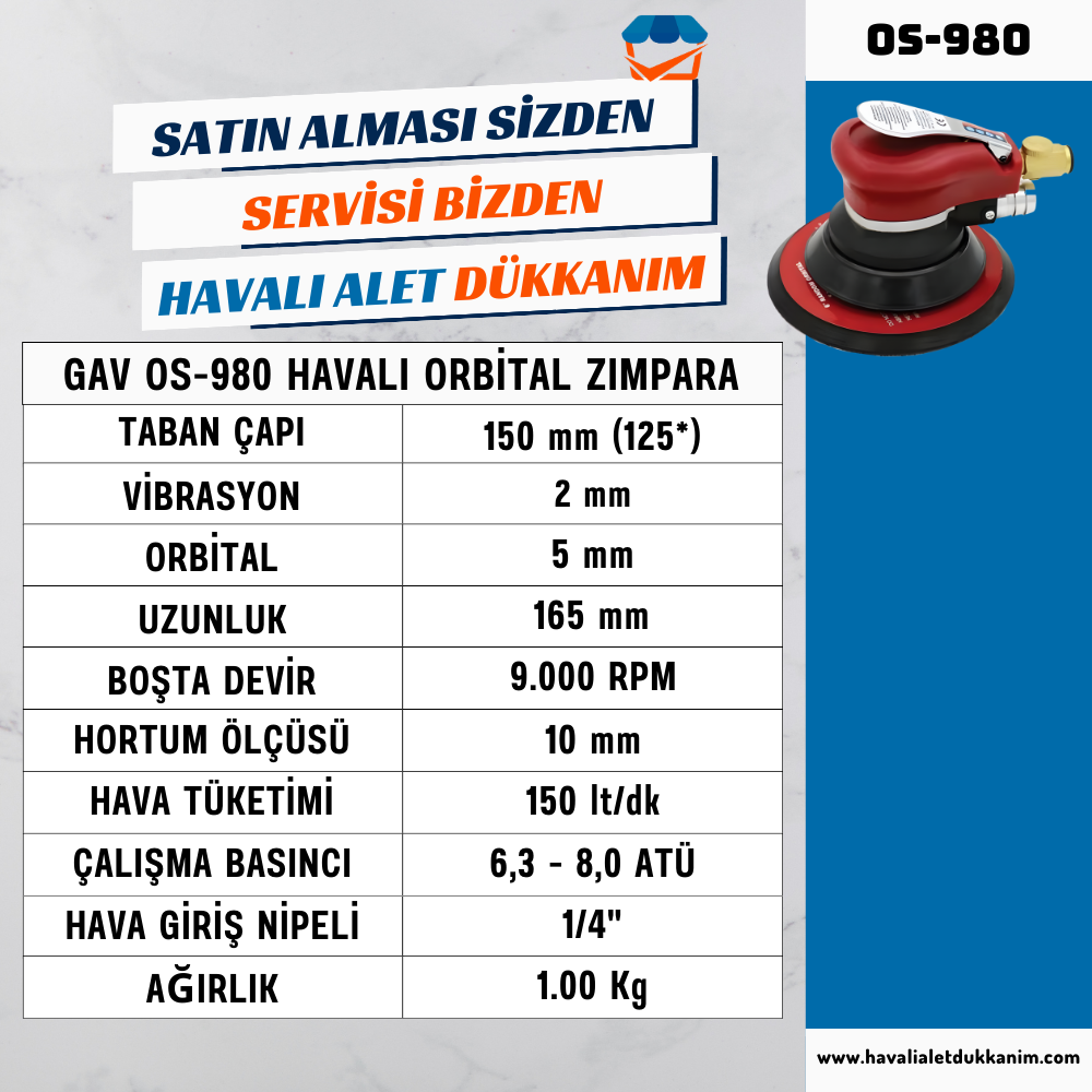 GAV OS-9080 Havalı Orbital Zımpara 6