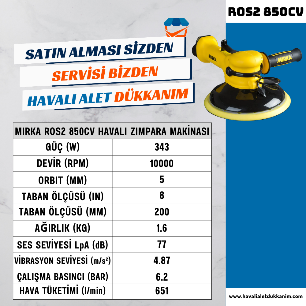 MIRKA ROS2 850CV Havalı Zımpara Makinası