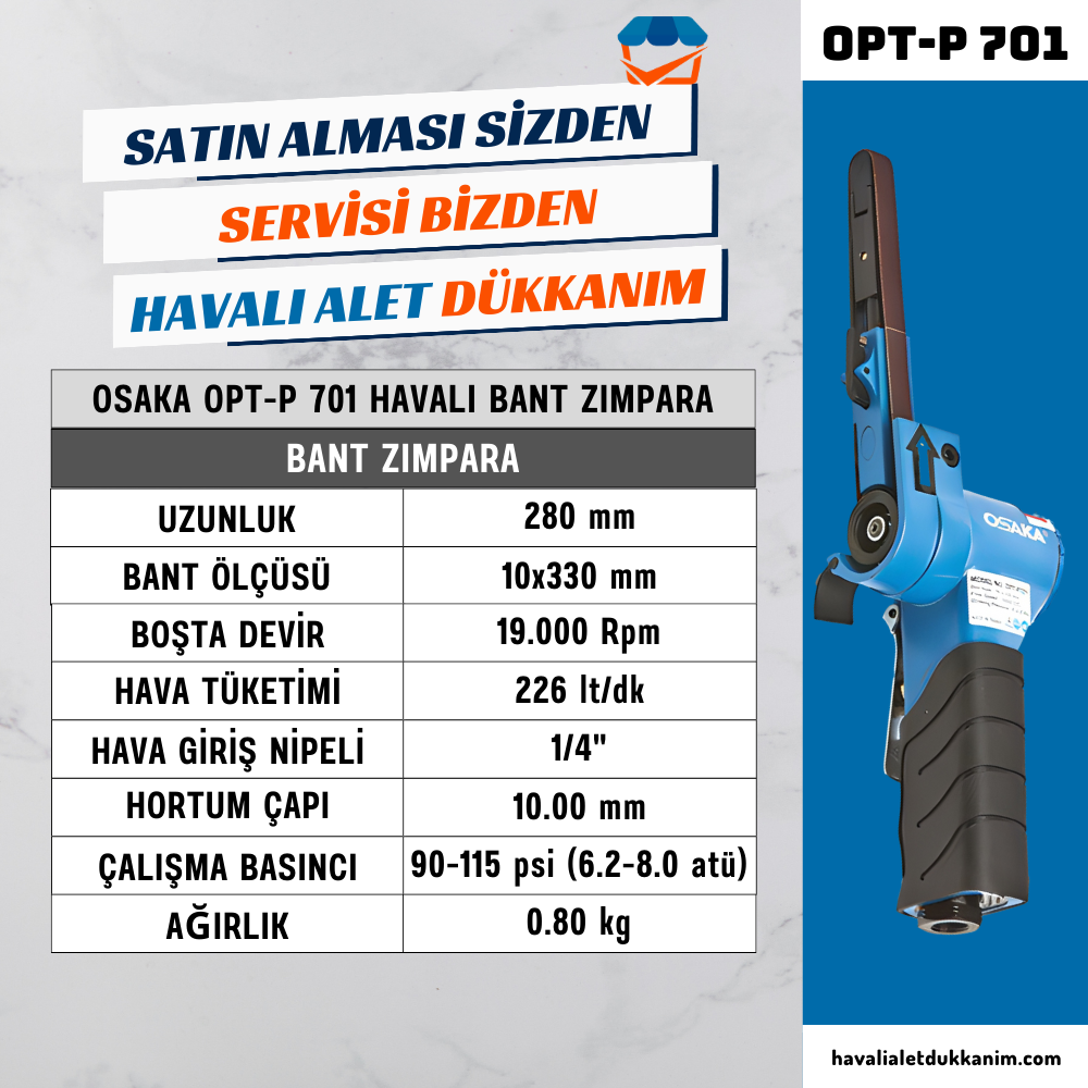 OSAKA OPT-P 701 Havalı Bant Zımpara