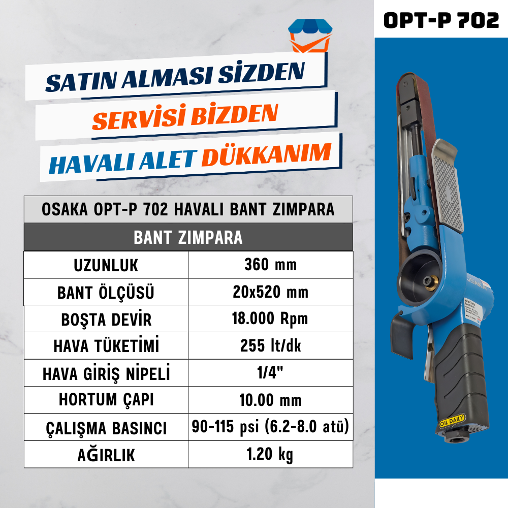 OSAKA OPT-P 702 Havalı Bant Zımpara