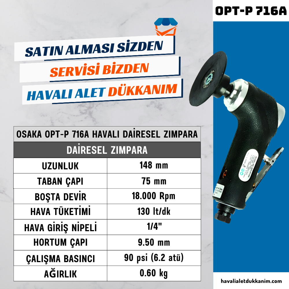 OSAKA OPT-P 716A Havalı Daire Zımpara