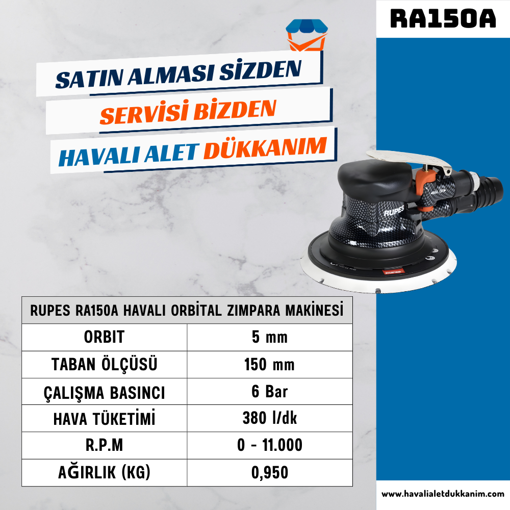 RUPES RA150A Havalı Orbital Zımpara Makinesi 150 mm