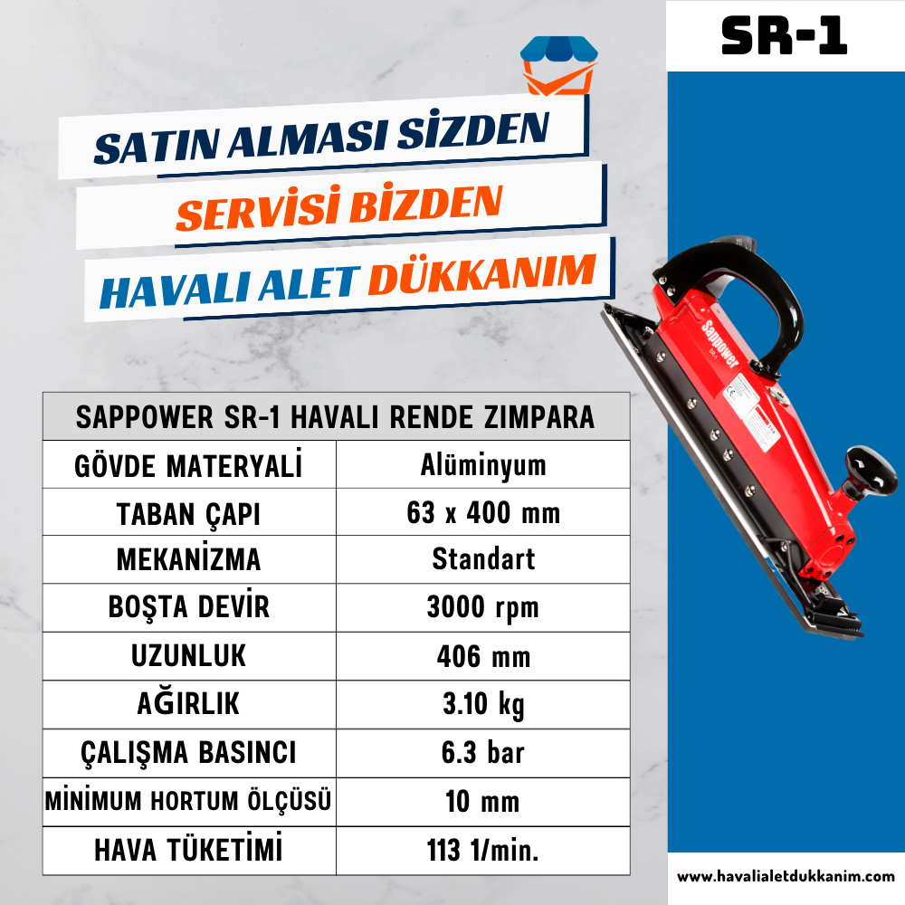 SAPPOWER SR-1 Havalı Rende Zımpara