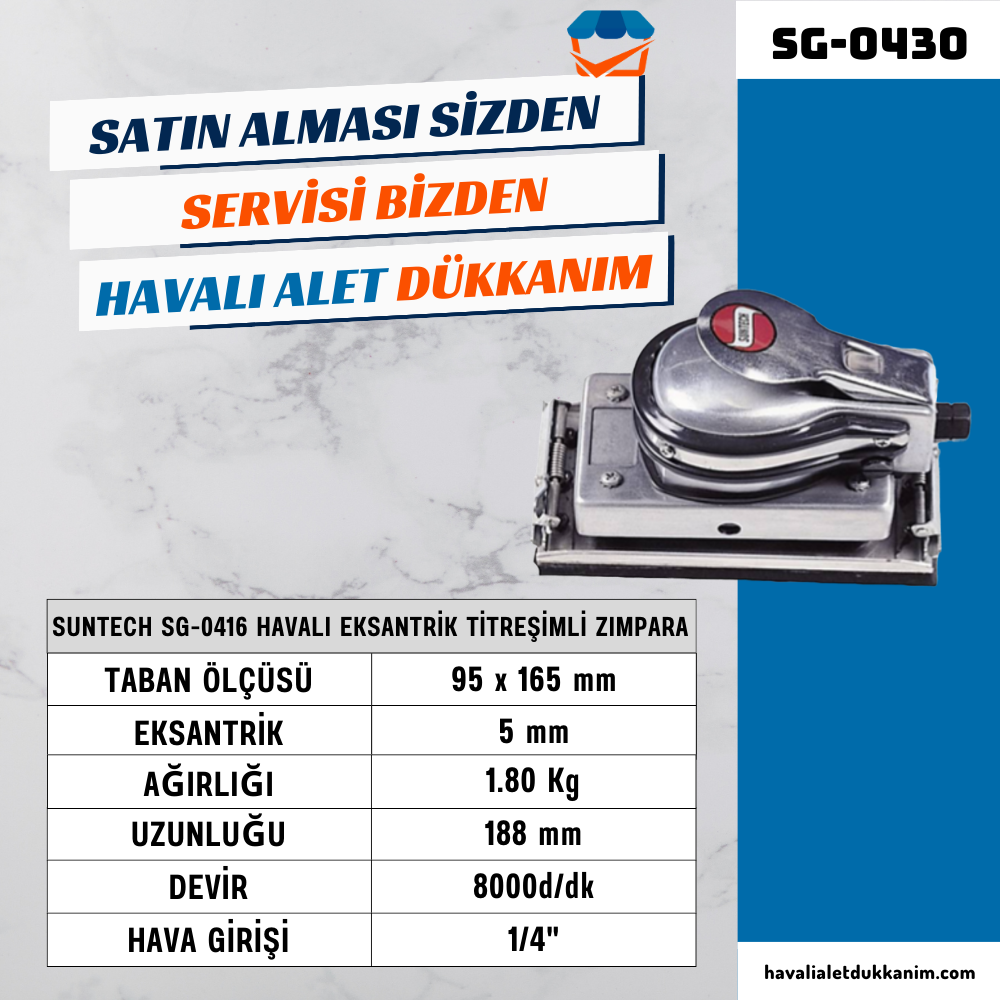 SUNTECH SG-0416 Havalı Eksantrik Titreşimli Zımpara