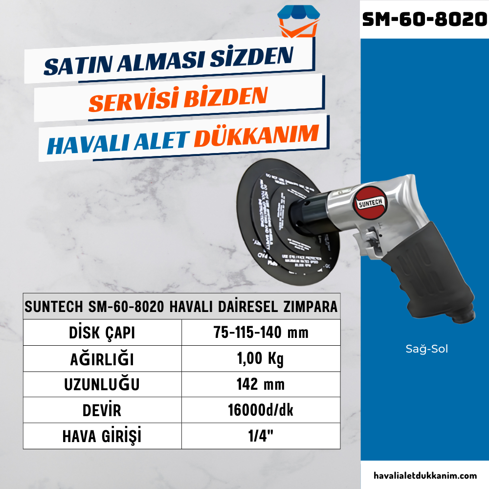 SUNTECH SM-60-8020 Havalı Dairesel Zımpara