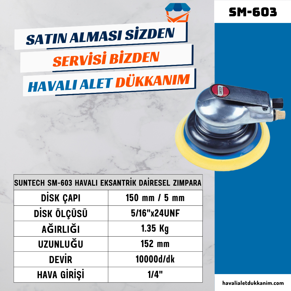 SUNTECH SM-603 Havalı Eksantrik Dairesel Zımpara