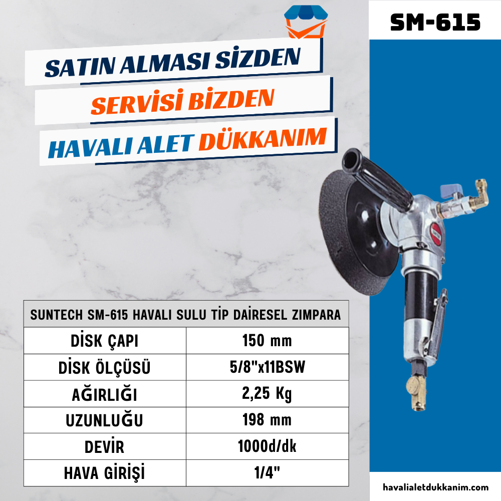 SUNTECH SM-615 Havalı Sulu Tip Dairesel Zımpara