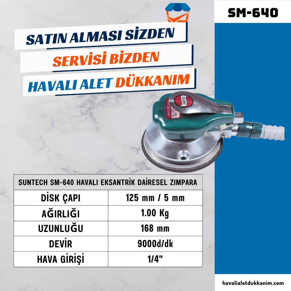 SUNTECH SM-640 Havalı Eksantrik Dairesel Zımpara