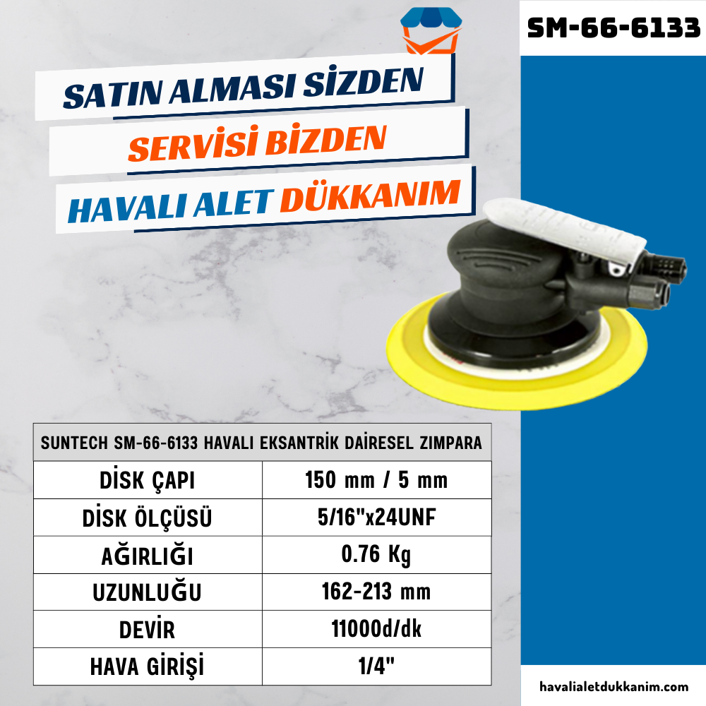 SUNTECH SM-66-6133 Havalı Eksantrik Dairesel Zımpara