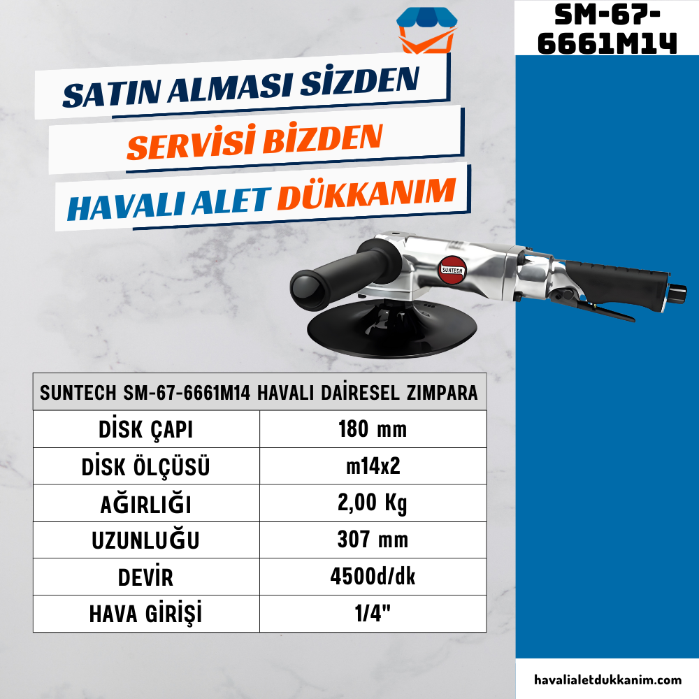 SUNTECH SM-67-6661M14 Havalı Dairesel Zımpara