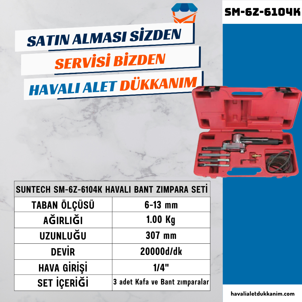 SUNTECH SM-6Z-6104K Havalı Bant Zımpara Seti