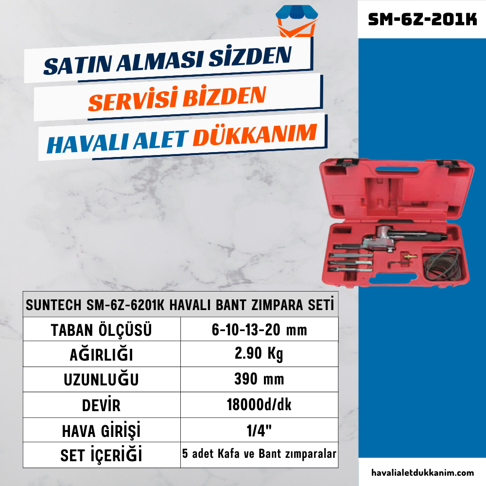 SUNTECH SM-6Z-6201K Havalı Bant Zımpara Seti