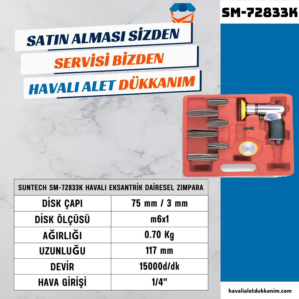 SUNTECH SM-72833K Havalı Eksantrik Dairesel Zımpara