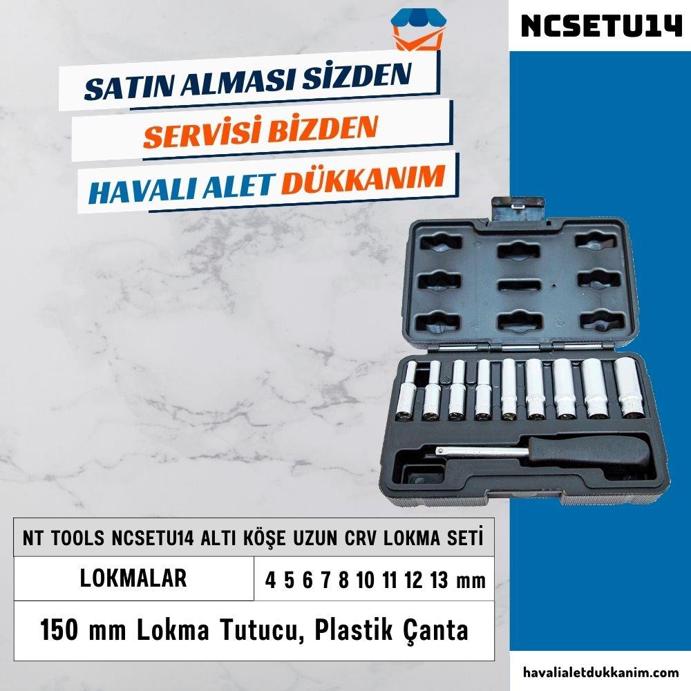 NT Tools NCSETU14 Altı Köşe Uzun CrV Lokma Seti 11 Parça 1/4