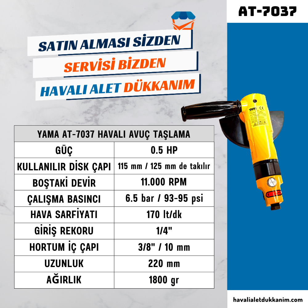 YAMA AT-7037 Havalı Avuç Taşlama 115 mm