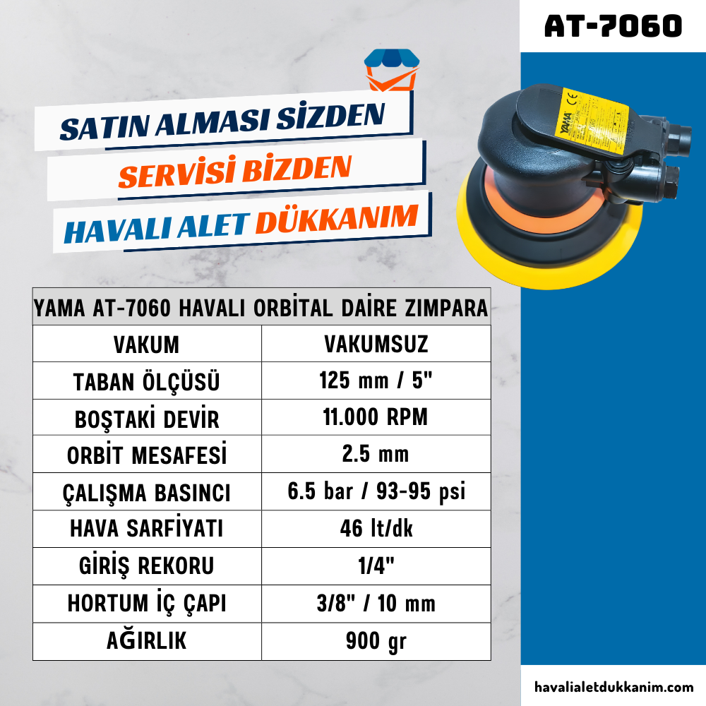 YAMA AT-7060 Havalı Orbital Daire Zımpara 125 mm