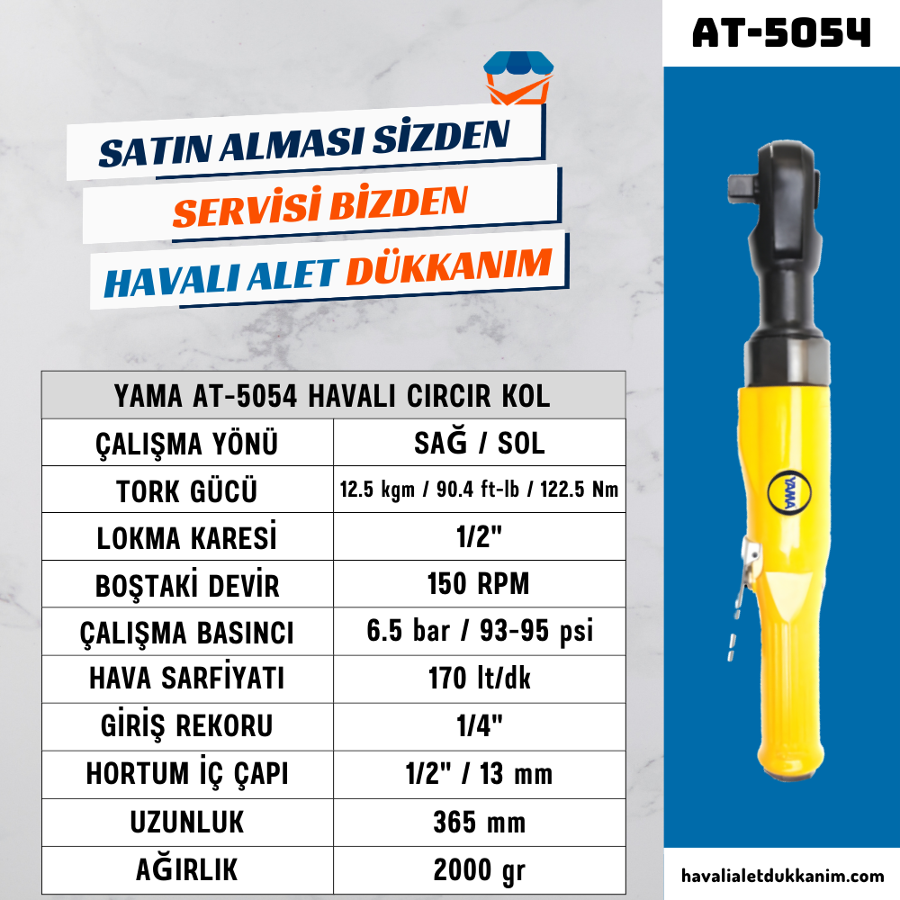YAMA AT-5054 Havalı Cırcır Kol 1/2 12.5 kgm
