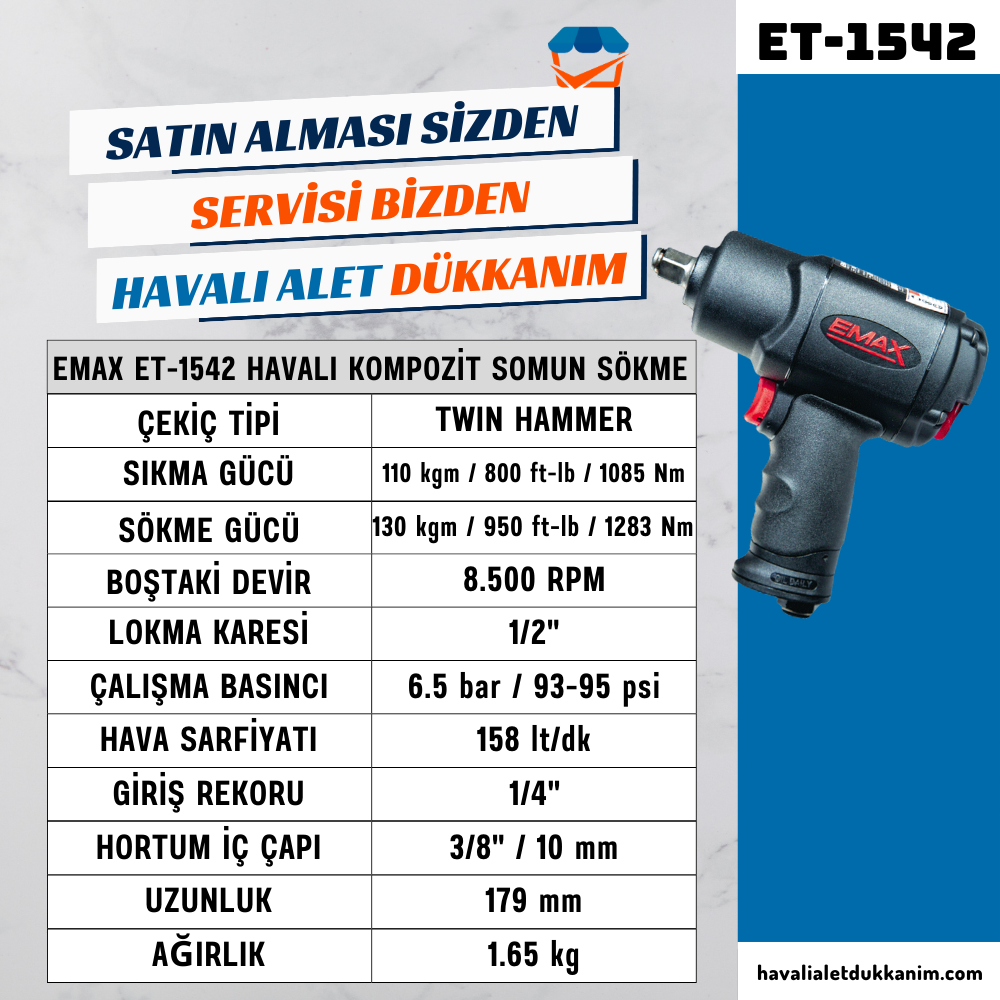 EMAX ET-1542 Havalı Kompozit Somun Sökme 1/2