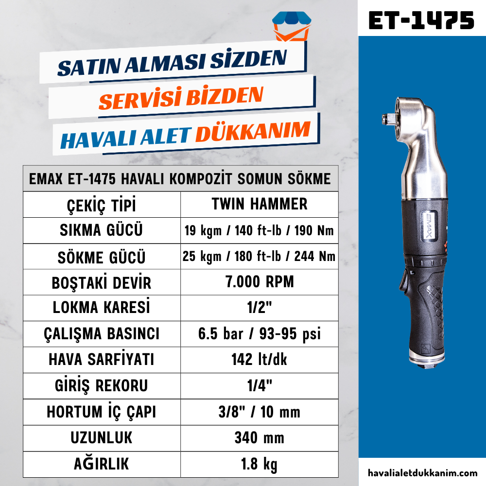 EMAX ET-5745 Havalı Kompozit Somun Sökme 1/2