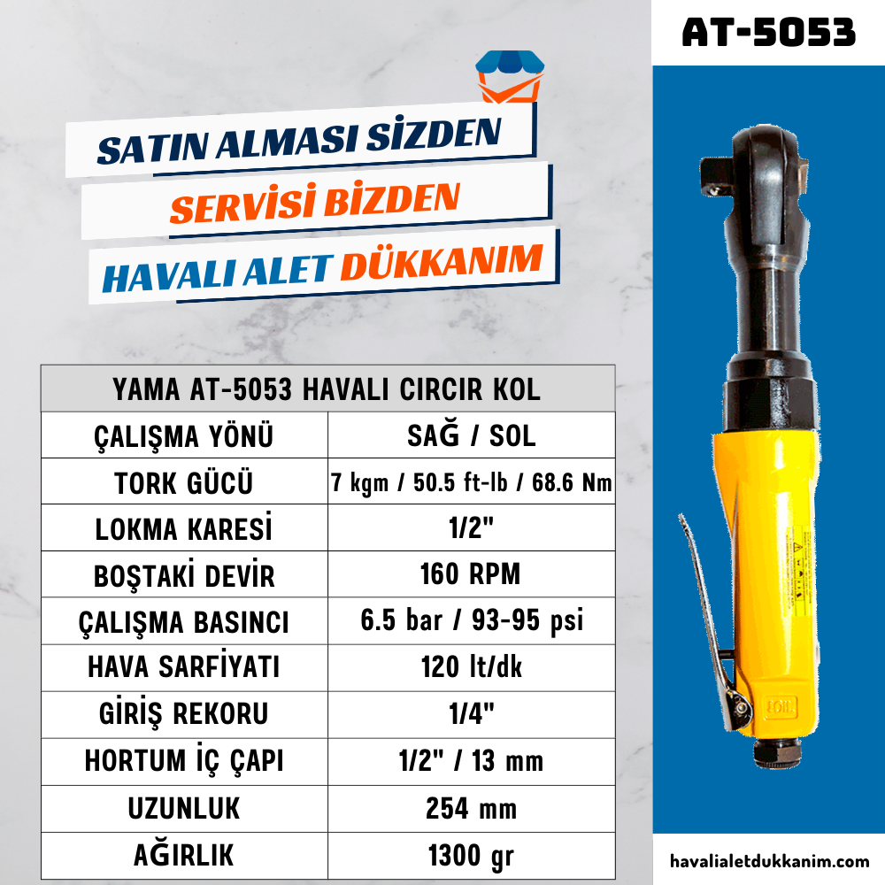 YAMA AT-5053 Havalı Cırcır Kol 1/2 7 kgm
