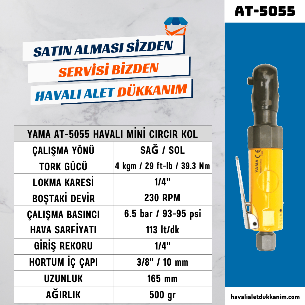 YAMA AT-5055 Havalı Mini Cırcır Kol 1/4 4 kgm