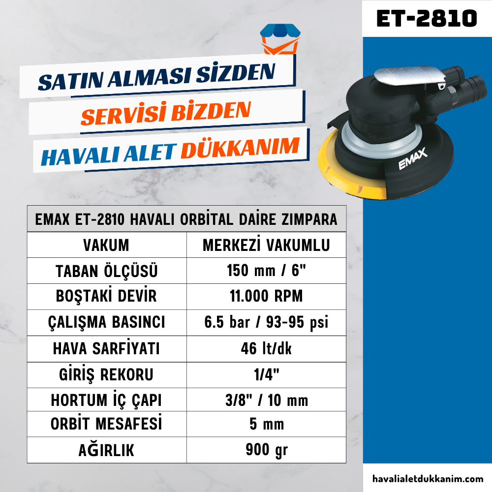 EMAX ET-2810 Havalı Orbital Daire Zımpara 150 mm
