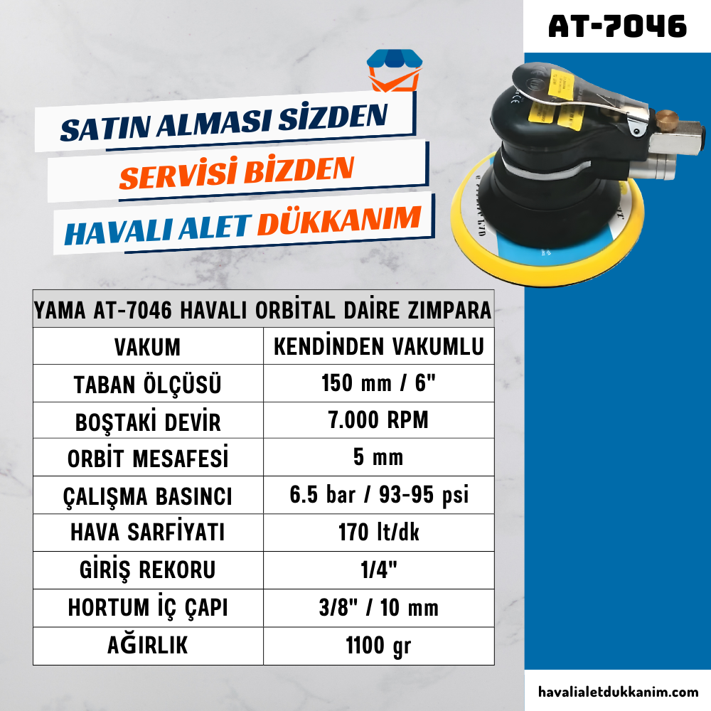 YAMA AT-7046 Havalı Orbital Daire Zımpara 150 mm