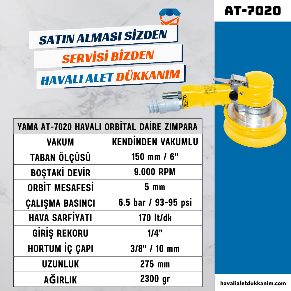 YAMA AT-7020 Havalı Orbital Daire Zımpara 150 mm