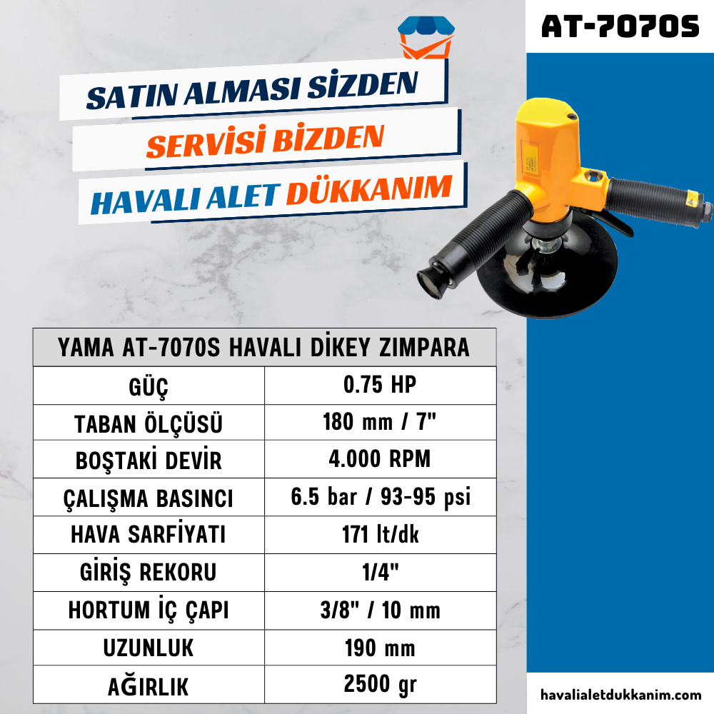 YAMA AT-7070S Havalı Dikey Zımpara 180 mm