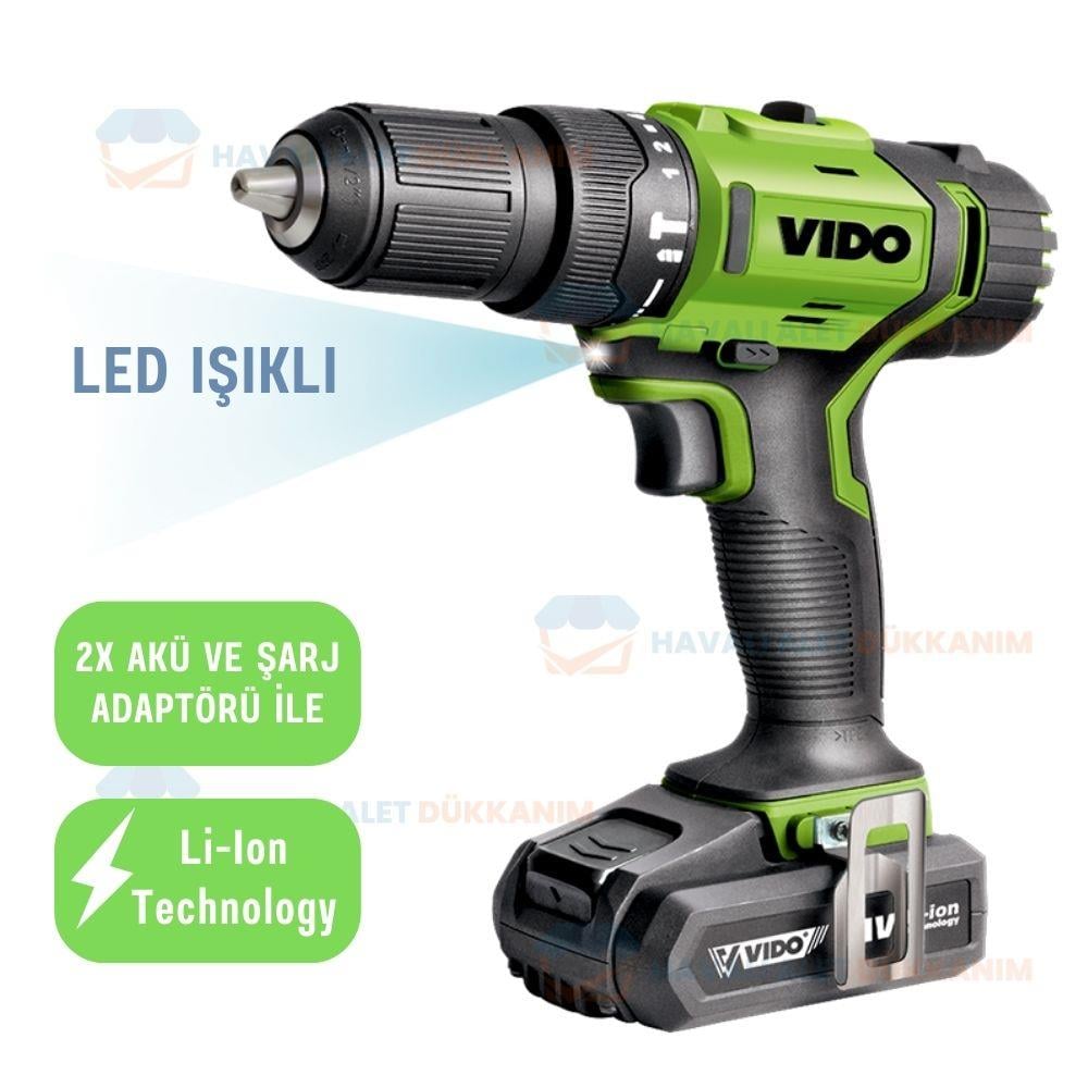 VIDO WD040240180 Akülü Darbeli Pro Matkap 18V