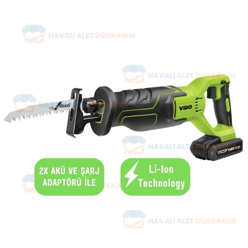 VIDO WD041710180 Akülü Tilki Kuyruğu Testere 18V 2x Akü