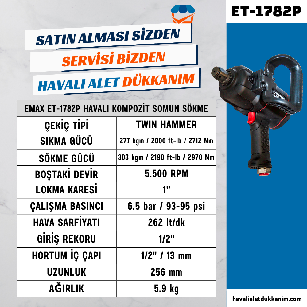 EMAX ET-1782P Kompozit Havalı Somun Sökme 1