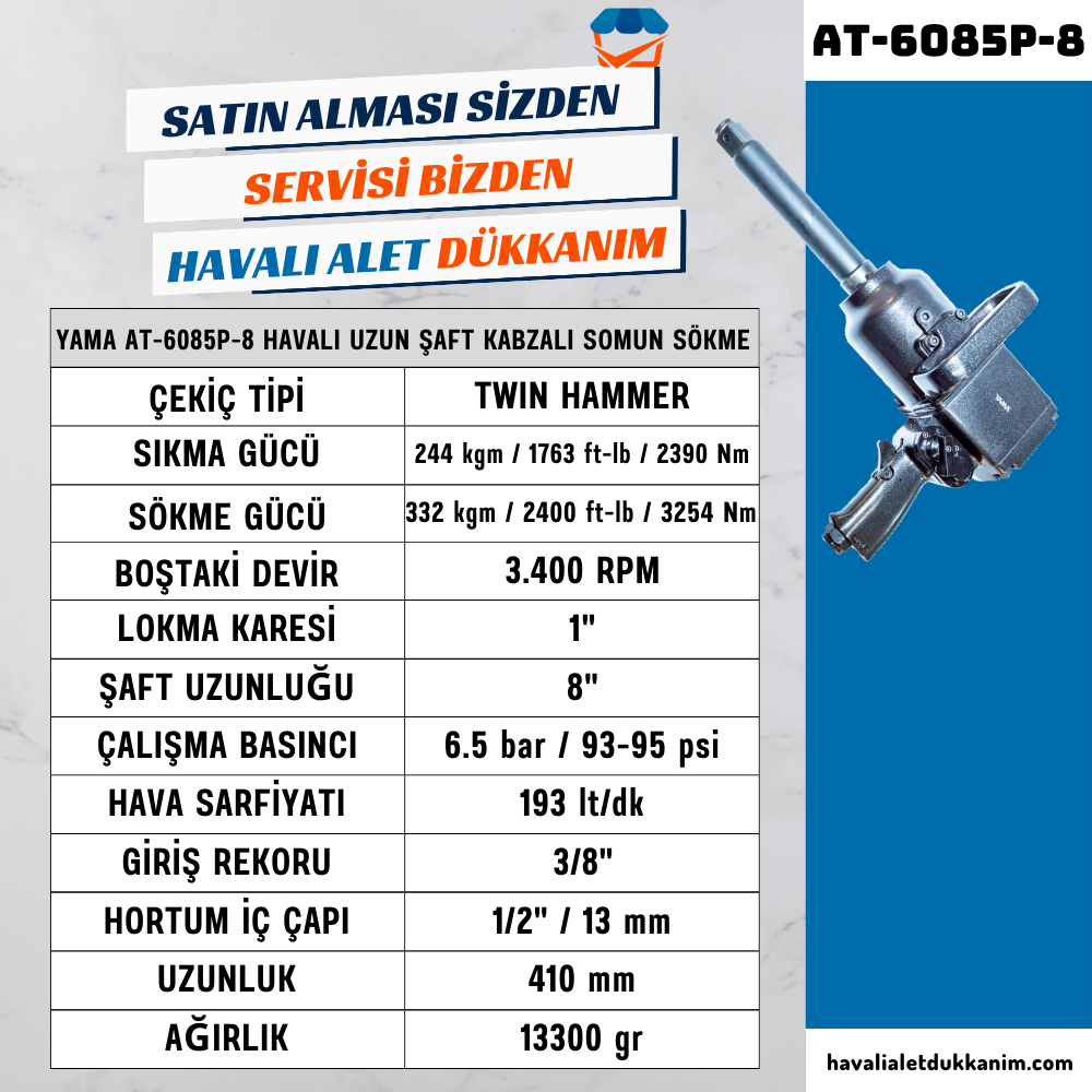 YAMA AT-6085P-8 Havalı Uzun Şaft Kabzalı Somun Sökme 1