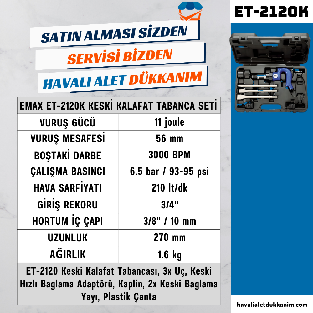 EMAX ET-2120K Havalı Keski Kalafat Tabanca Seti