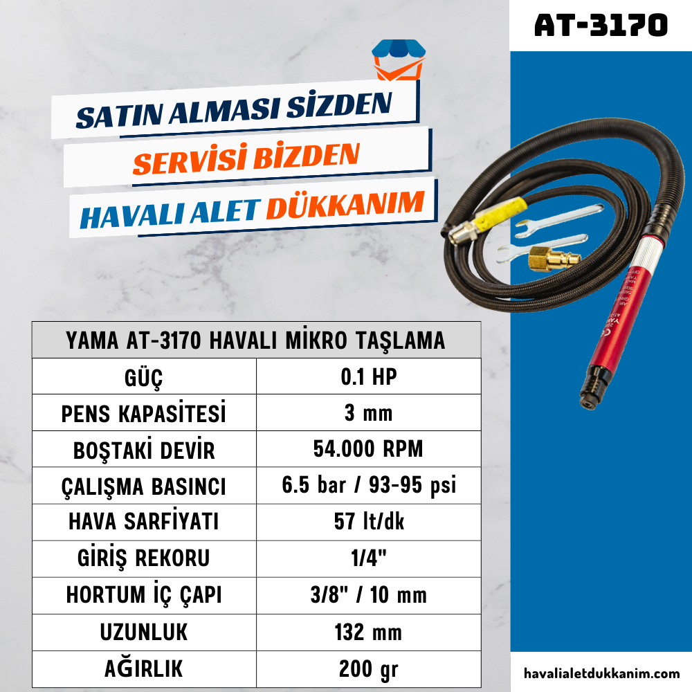 YAMA AT-3170 Havalı Mikro Taşlama 3 mm