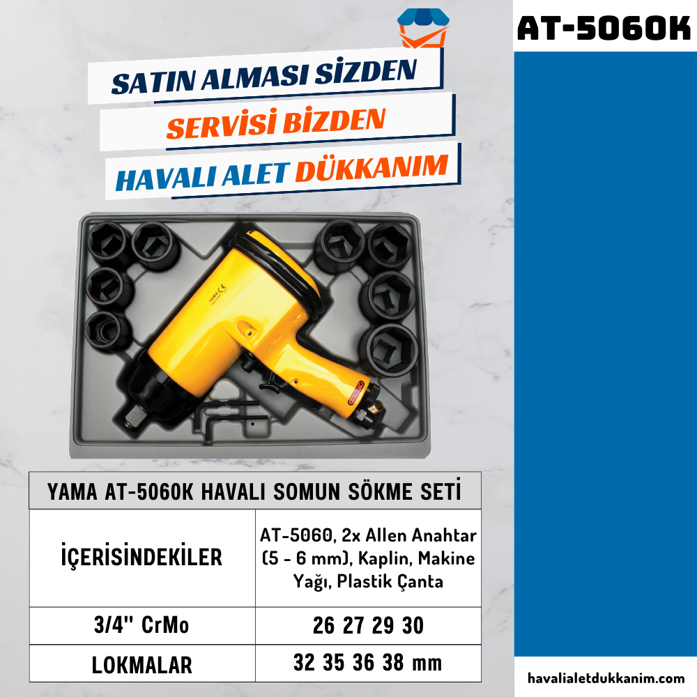 YAMA AT-5060K Havalı Somun Sökme Seti 3/4
