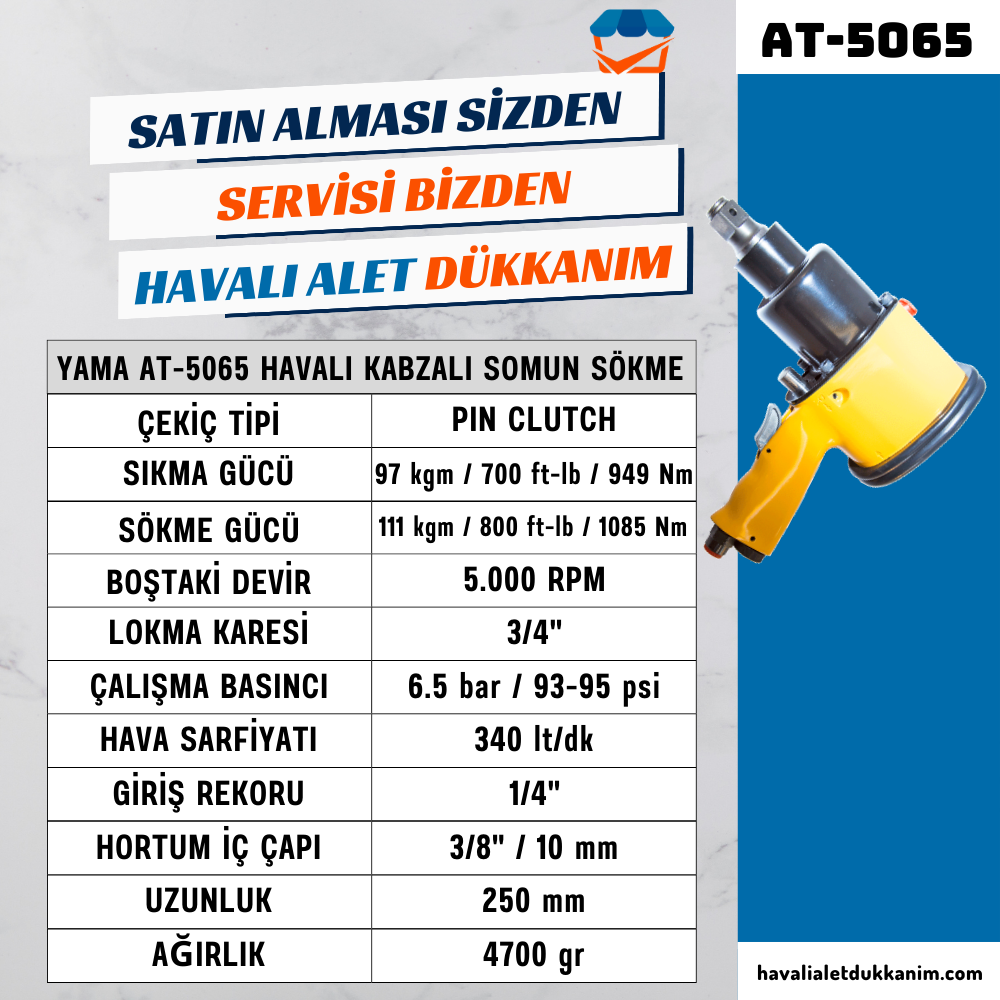 YAMA AT-5065 Havalı Kabzalı Somun Sökme 3/4
