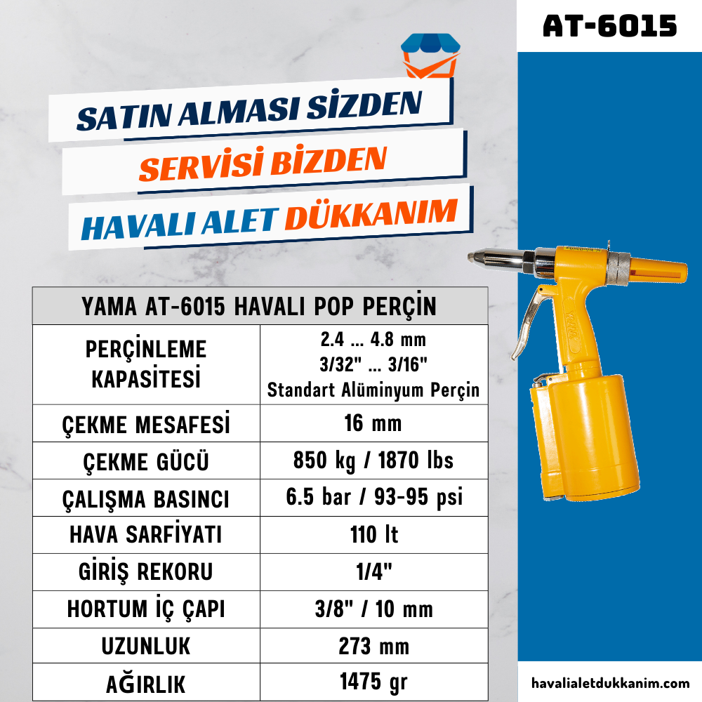 YAMA AT-6015 Havalı Pop Perçin 4.8 mm
