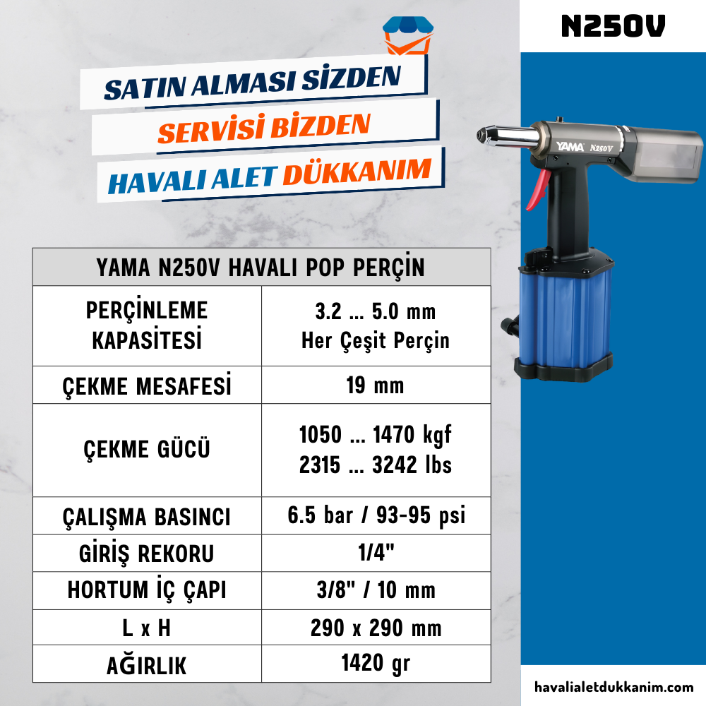 YAMA N250V Havalı Pop Perçin 5.0 mm