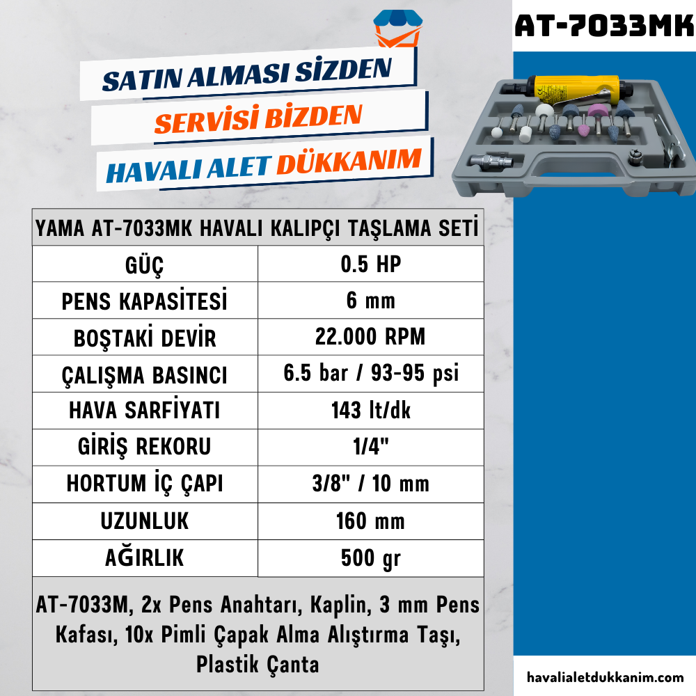 YAMA AT-7033MK Havalı Kalıpçı Taşlama Seti