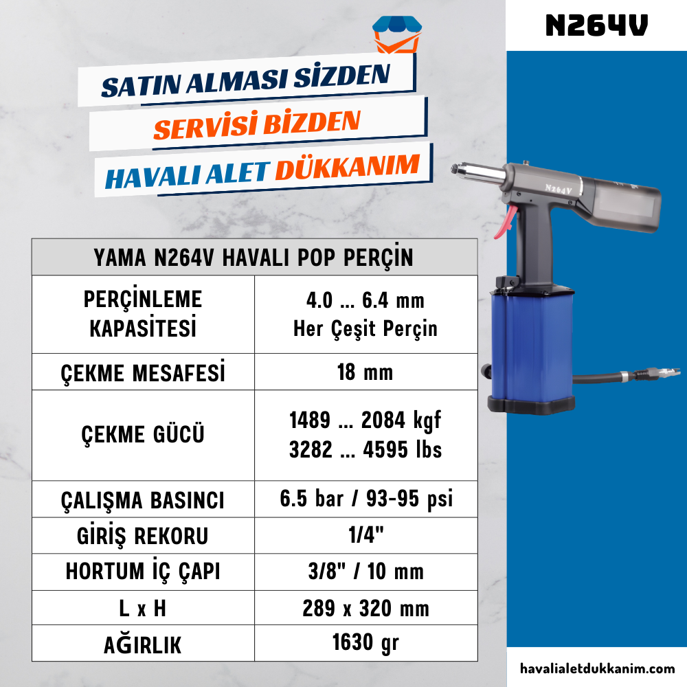 YAMA N264V Havalı Vakumlu Pop Perçin 6.4 mm