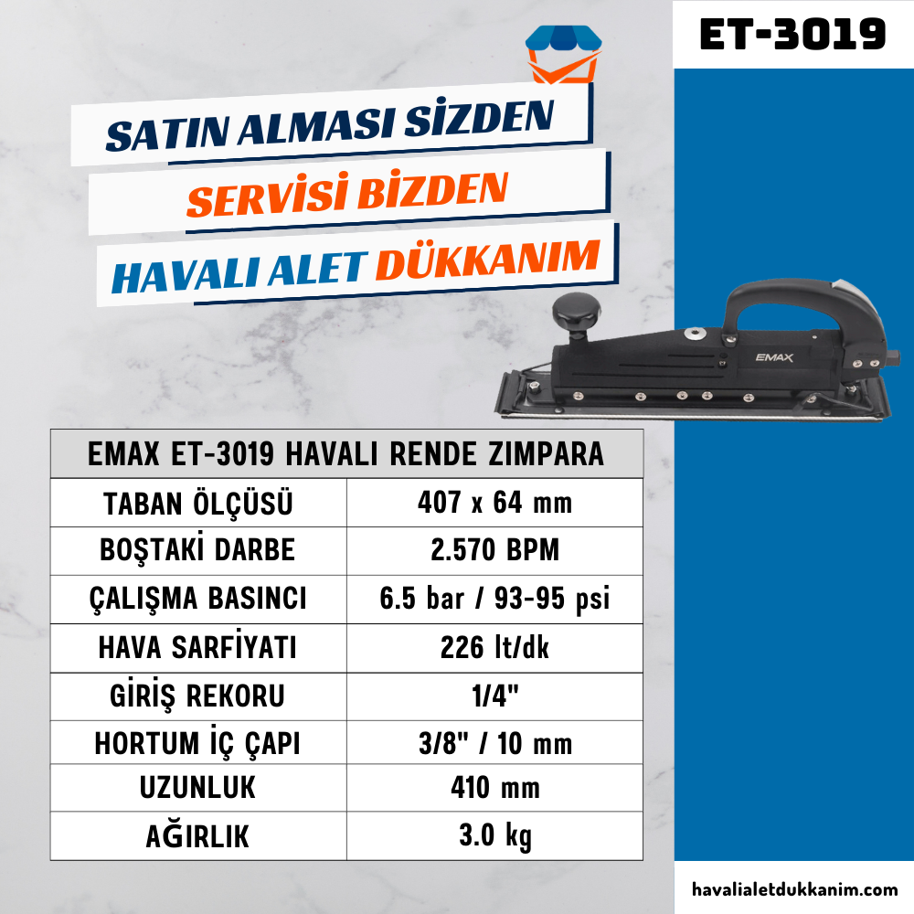 EMAX ET-3019 Havalı Ağır Hizmet Rende Zımpara