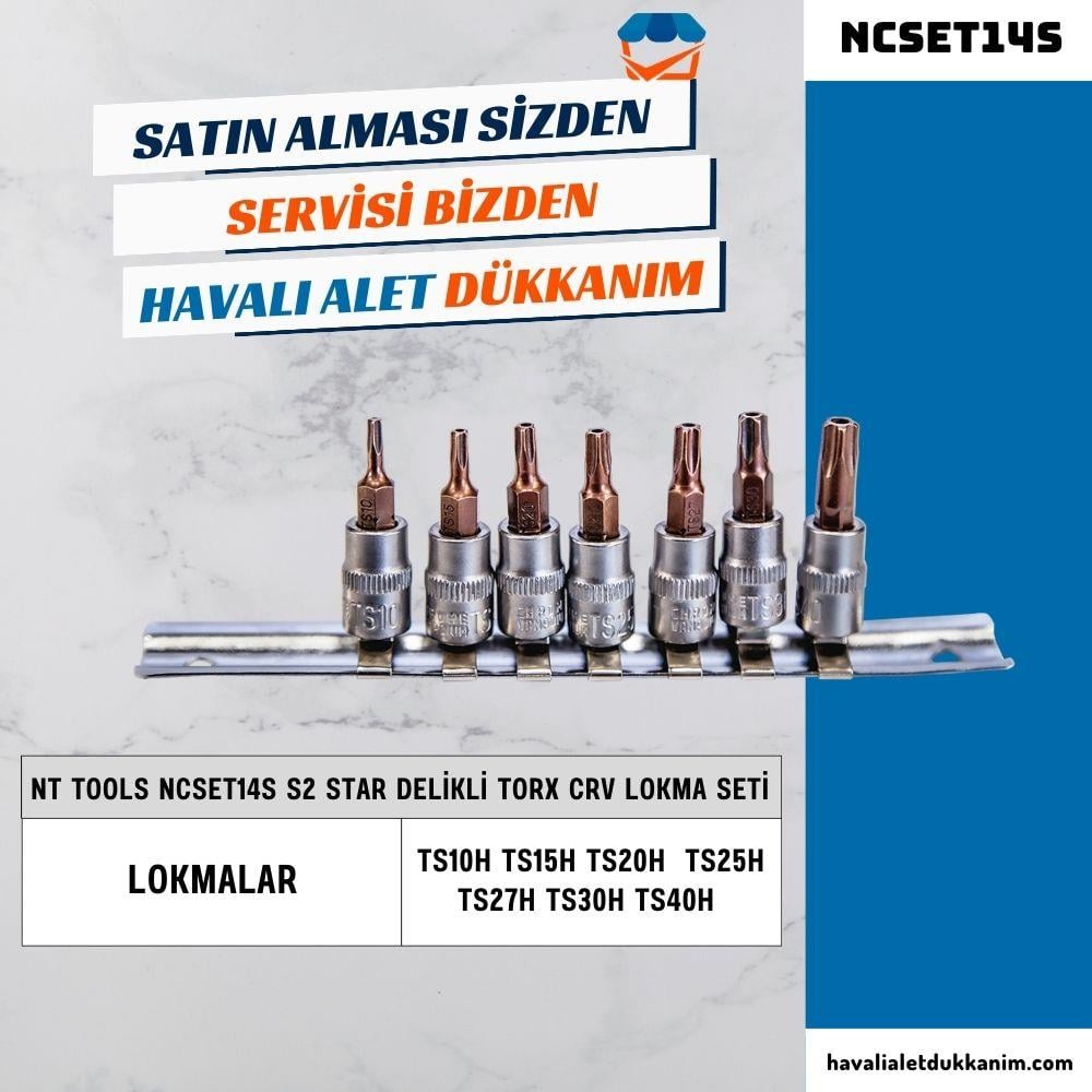 NT Tools NCSET14S S2 Star Delikli Torx CrV Lokma Seti 7 Parça 1/4
