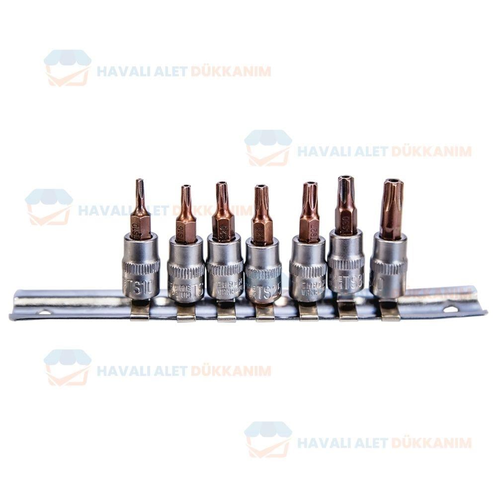 NT Tools NCSET14S S2 Star Delikli Torx CrV Lokma Seti 7 Parça 1/4