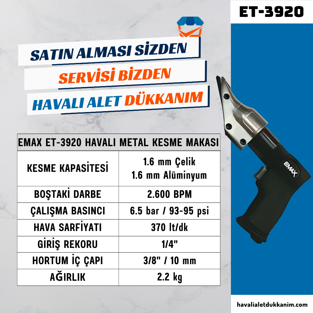 EMAX ET-3920 Havalı Metal Kırpma Makası