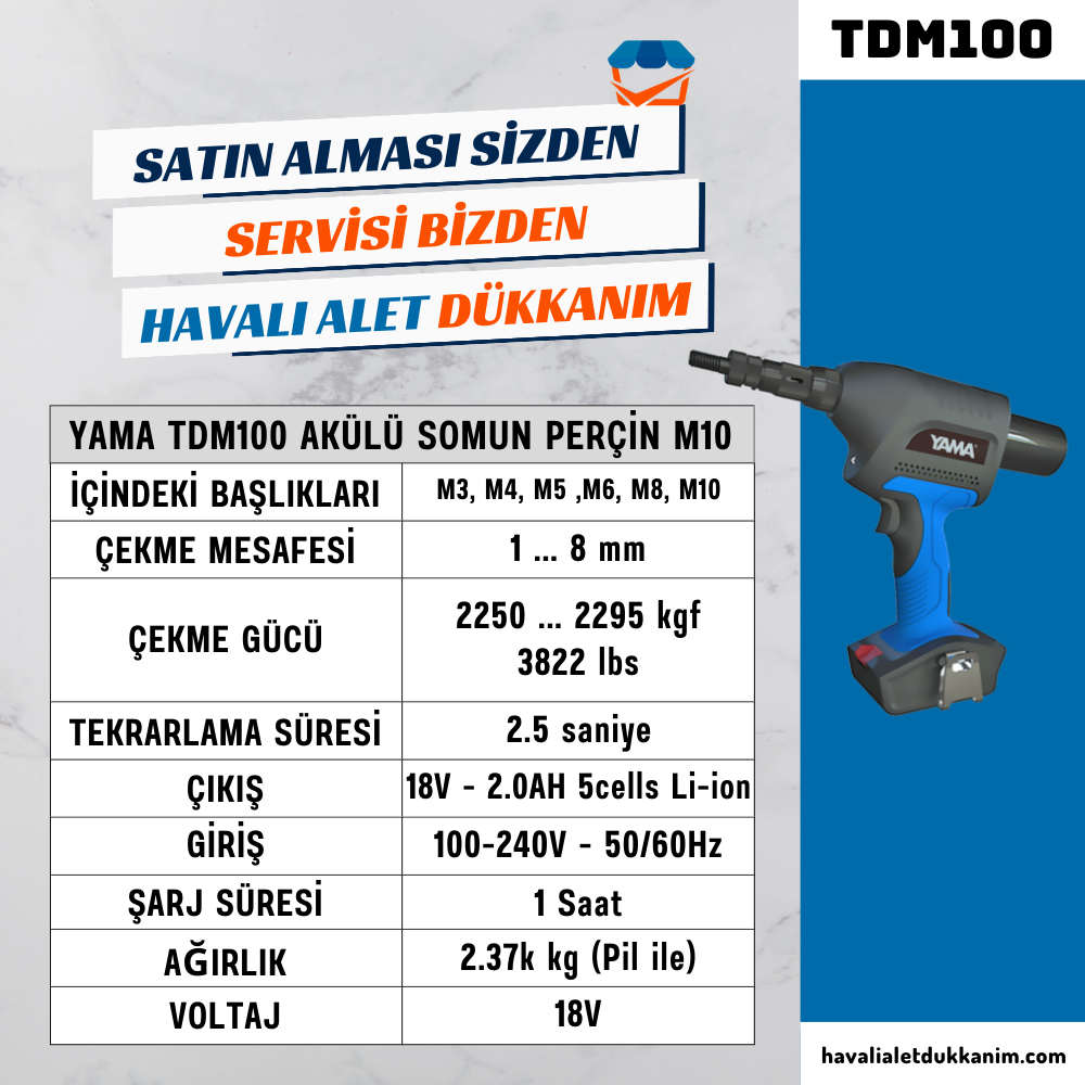 YAMA TDM100 Akülü Kömürsüz Motor Somun Perçin M10