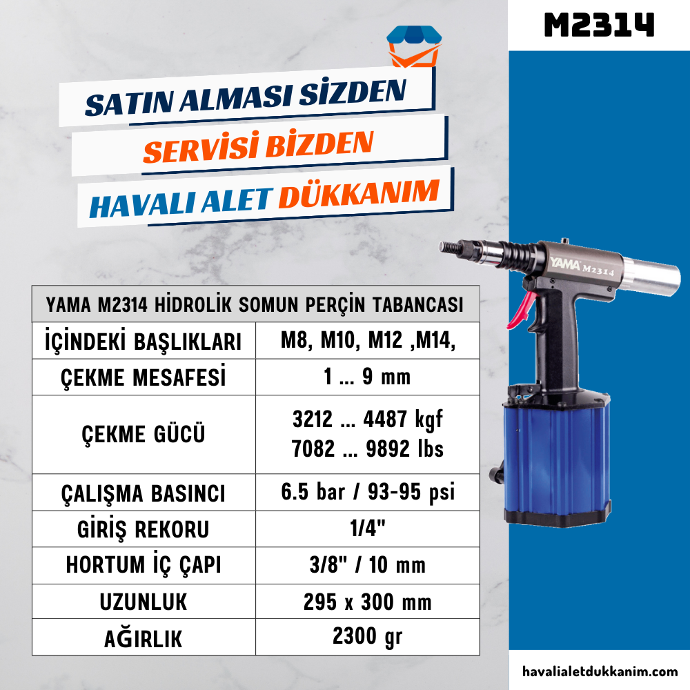 YAMA M2314 Hidrolik Somun Perçin Tabancası M14