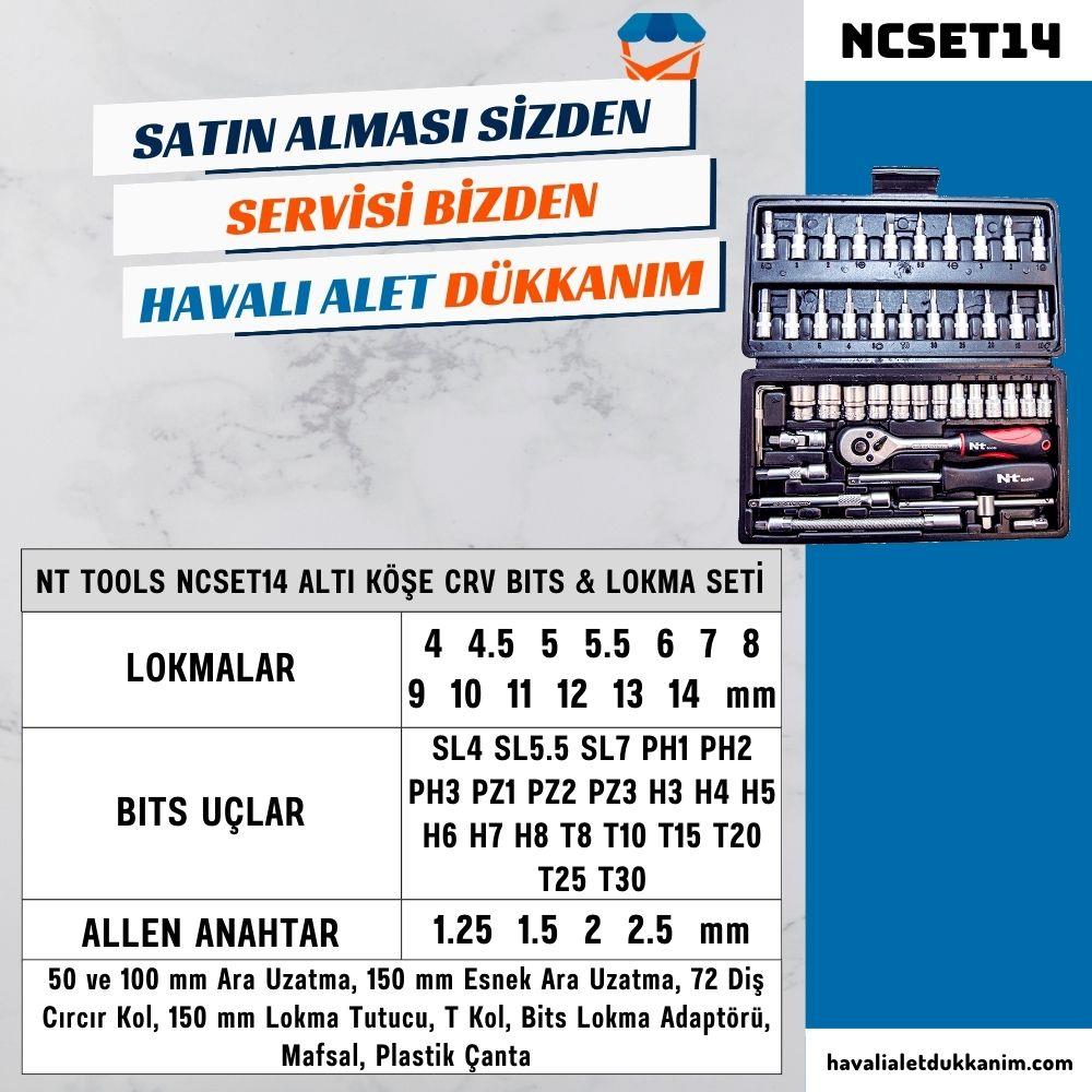 NT Tools NCSET14 Altı Köşe CrV Bits & Lokma Seti 46 Parça 1/4