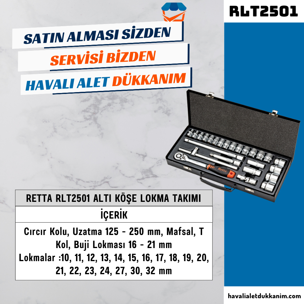 RETTA RLT2501 Altı Köşe Lokma Takımı 25 Parça 1/2