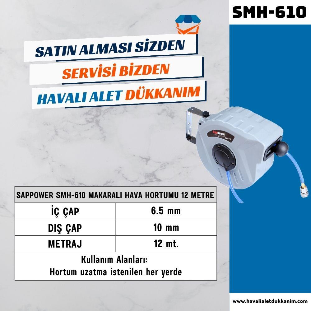 SAPPOWER SMH-610 Makaralı Hava Hortumu 12 metre